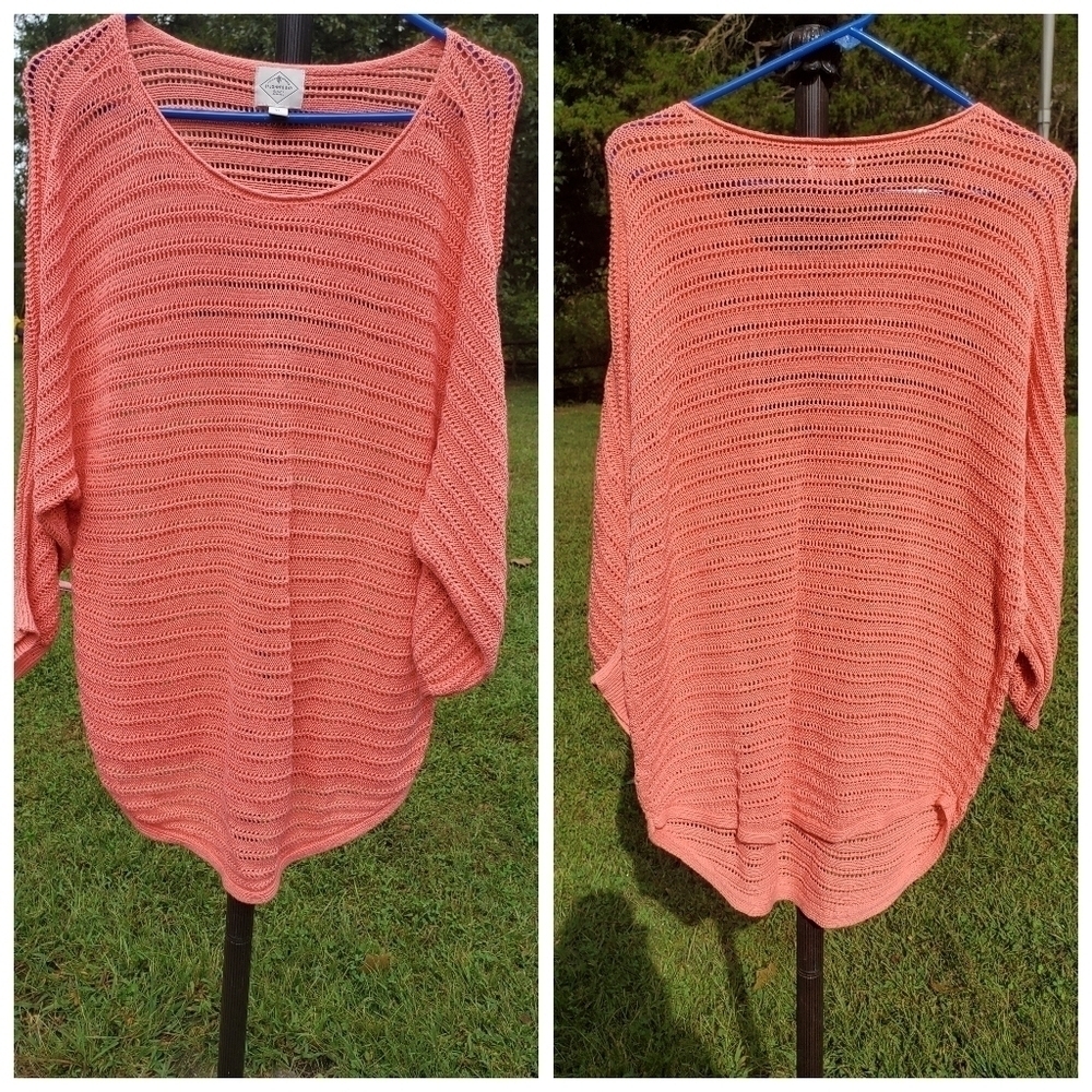 Bundle Only:ST. John's Bay Orange Pullover Sweater 3/4 Sleeve Scoop Neck Size XL